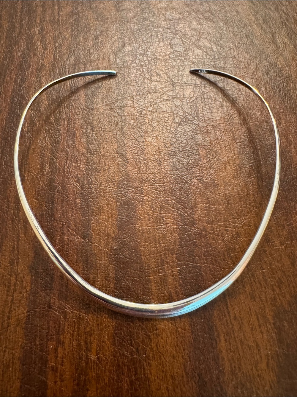 925 Sterling Silver Open Collar Choker Necklace Modernist Torc 15.7g VTG